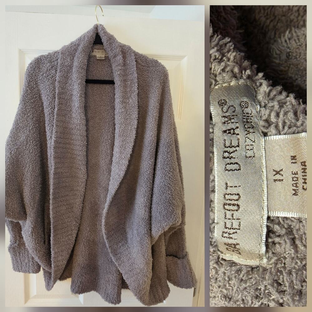 Barefoot dreams Cardigan Sz Plus 1X Cozy Chic Plush Lounge Soft Gray